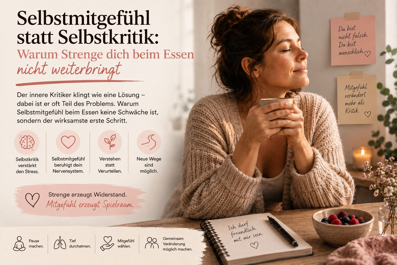 Selbstmitgefühl statt Selbstkritik: Warum Strenge dich beim Essen nicht weiterbringt